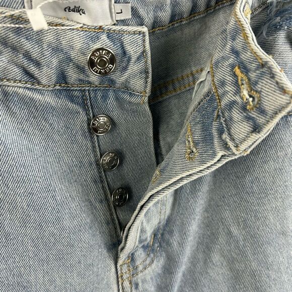 Adika Blue Light Jeans Distressed With Side Slits Button Fly Distressed Sz L New - Picture 6 of 10